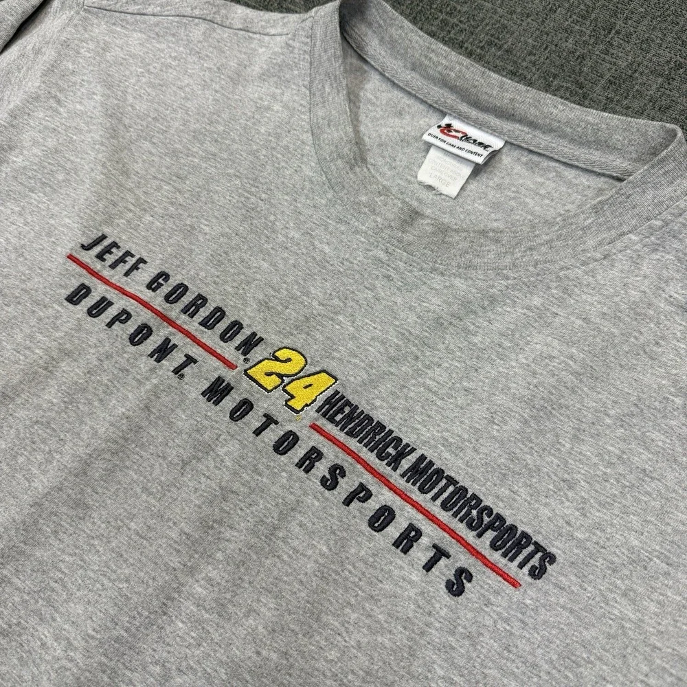 Chase Authentics Shirt Mens Large Gray Jeff Gordon 24 NASCAR Racing Y2K